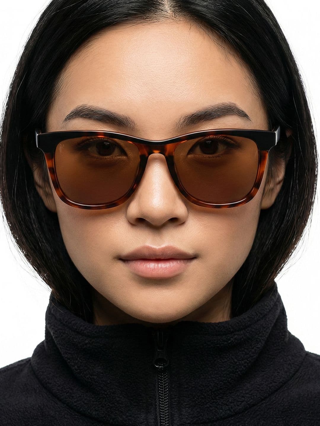 Vincent Chase by Lenskart Unisex Brown Lens & Black Wayfarer Sunglasses with Polarised and UV Protected Lens