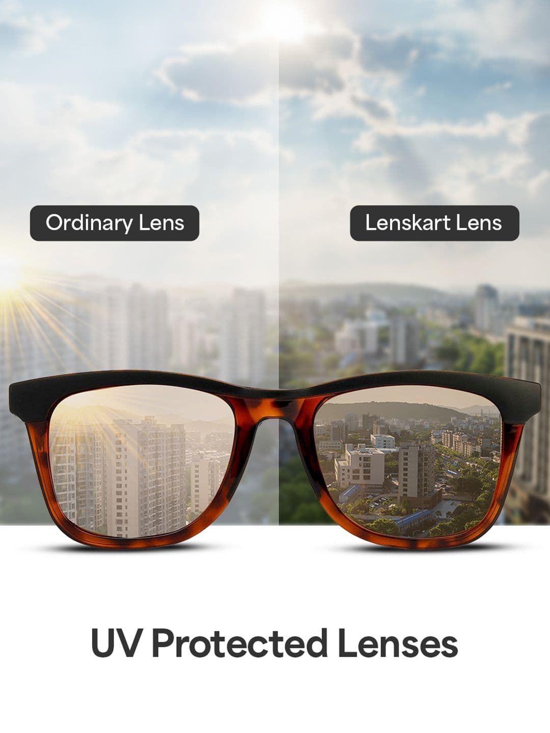 Vincent Chase by Lenskart Unisex Brown Lens & Black Wayfarer Sunglasses with Polarised and UV Protected Lens