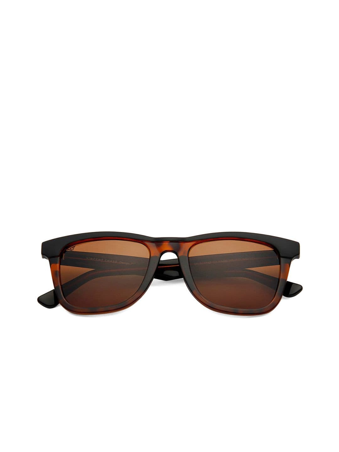 Vincent Chase by Lenskart Unisex Brown Lens & Black Wayfarer Sunglasses with Polarised and UV Protected Lens