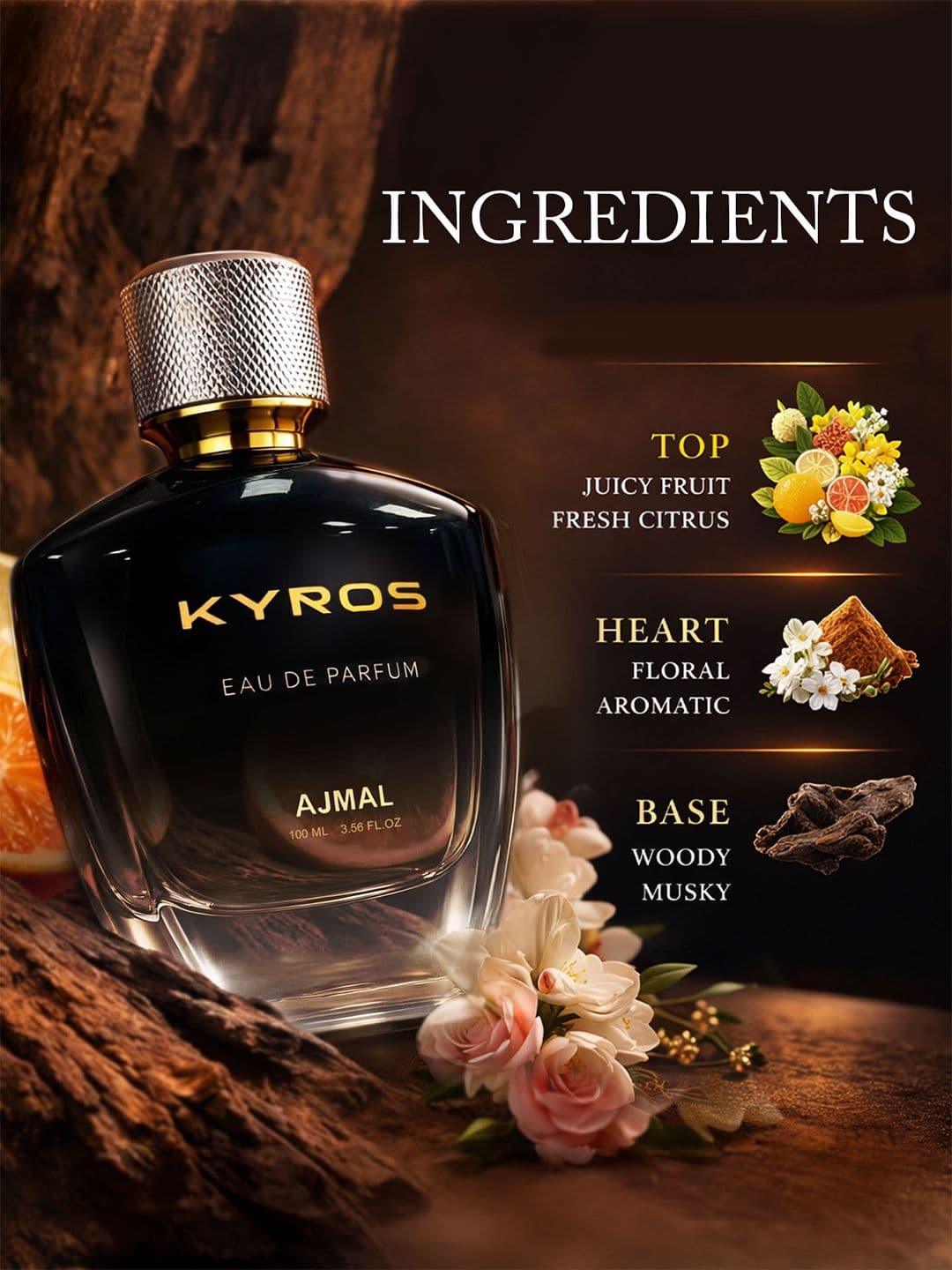 Ajmal Men Kyros Woody Musky Long Lasting EDP Perfume - 100ml