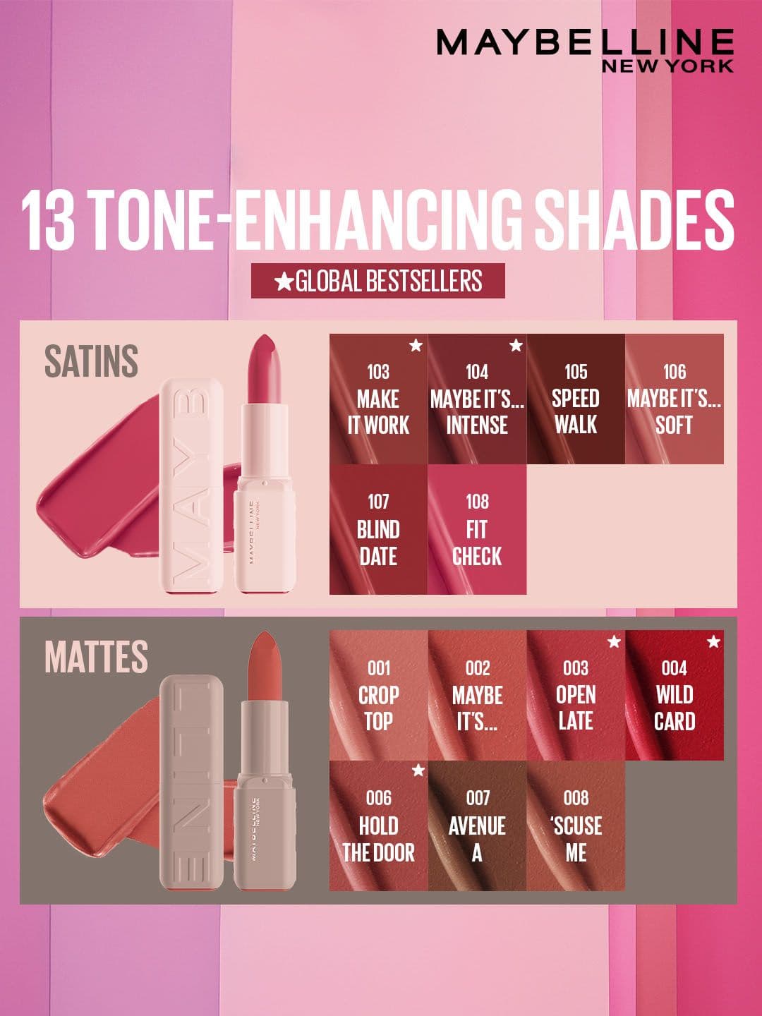 Maybelline New York Satins 8Hr Serum Lipstick - Maybe It's Intense 104