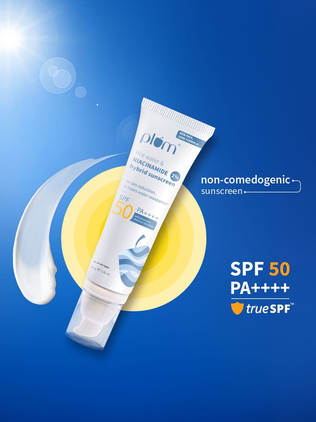Plum 2% Niacinamide Sunscreen SPF 50 PA+++ With Rice Water- 80 g