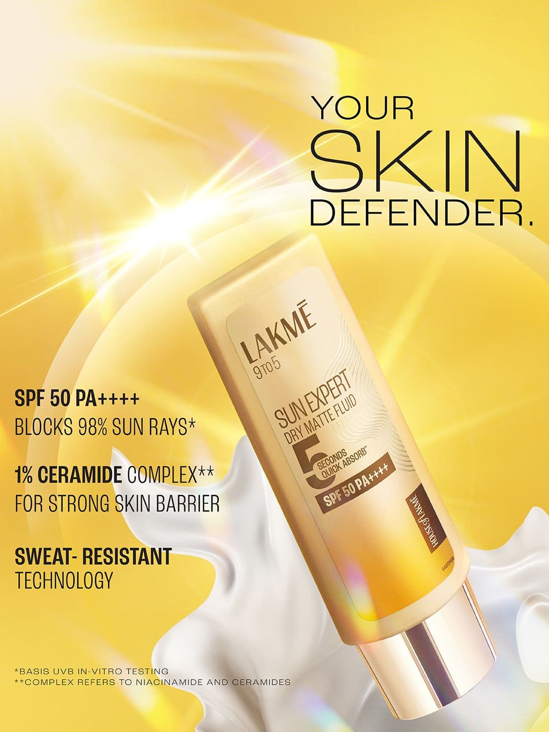 Lakme Sun Expert Dry Matte Fluid SPF 50++++ Sunscreen with ceramide for oily skin - 30ml
