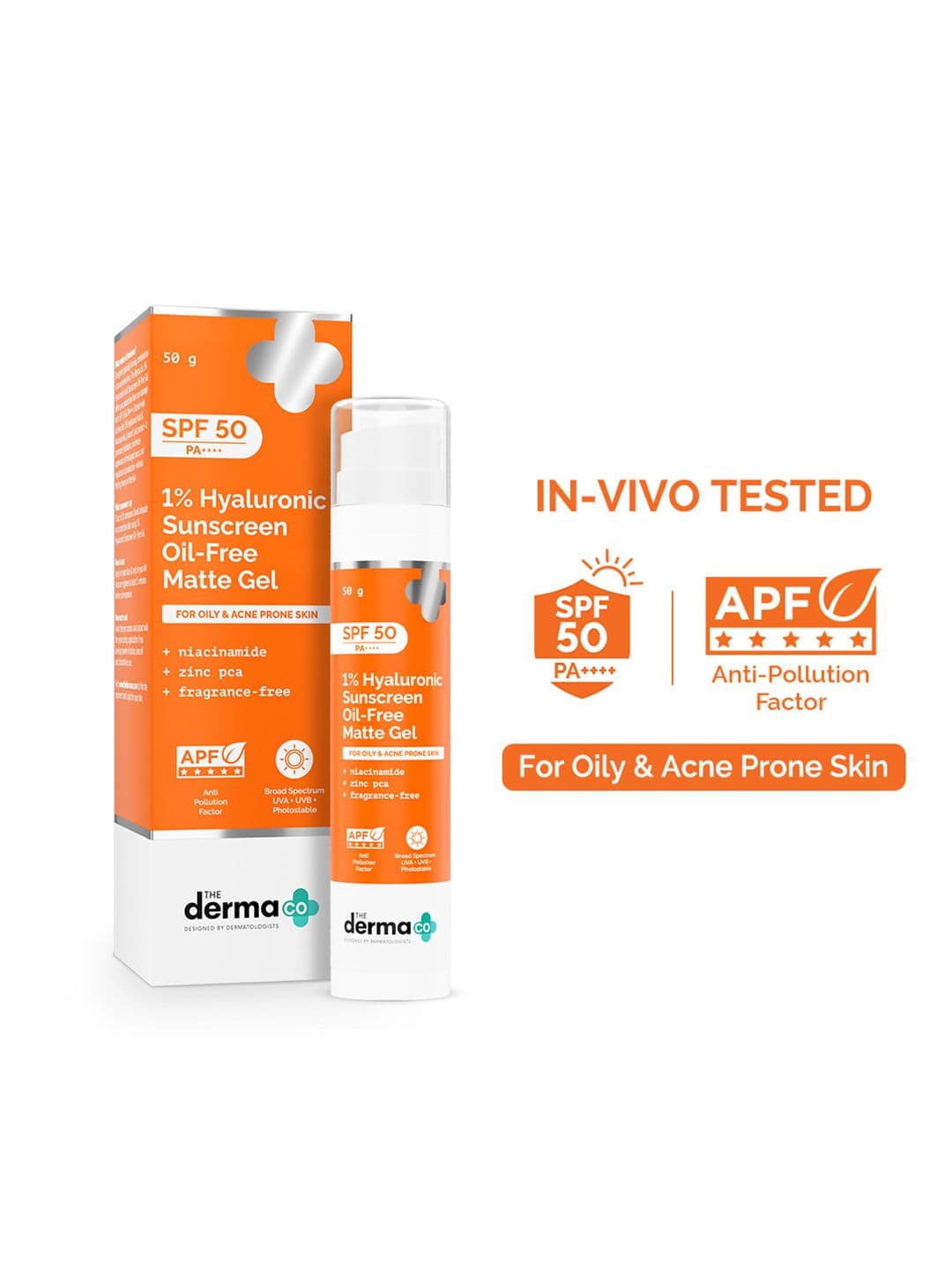 The Derma co. 1% Hyaluronic Sunscreen Oil-Free Gel - 50g In-Vivo tested