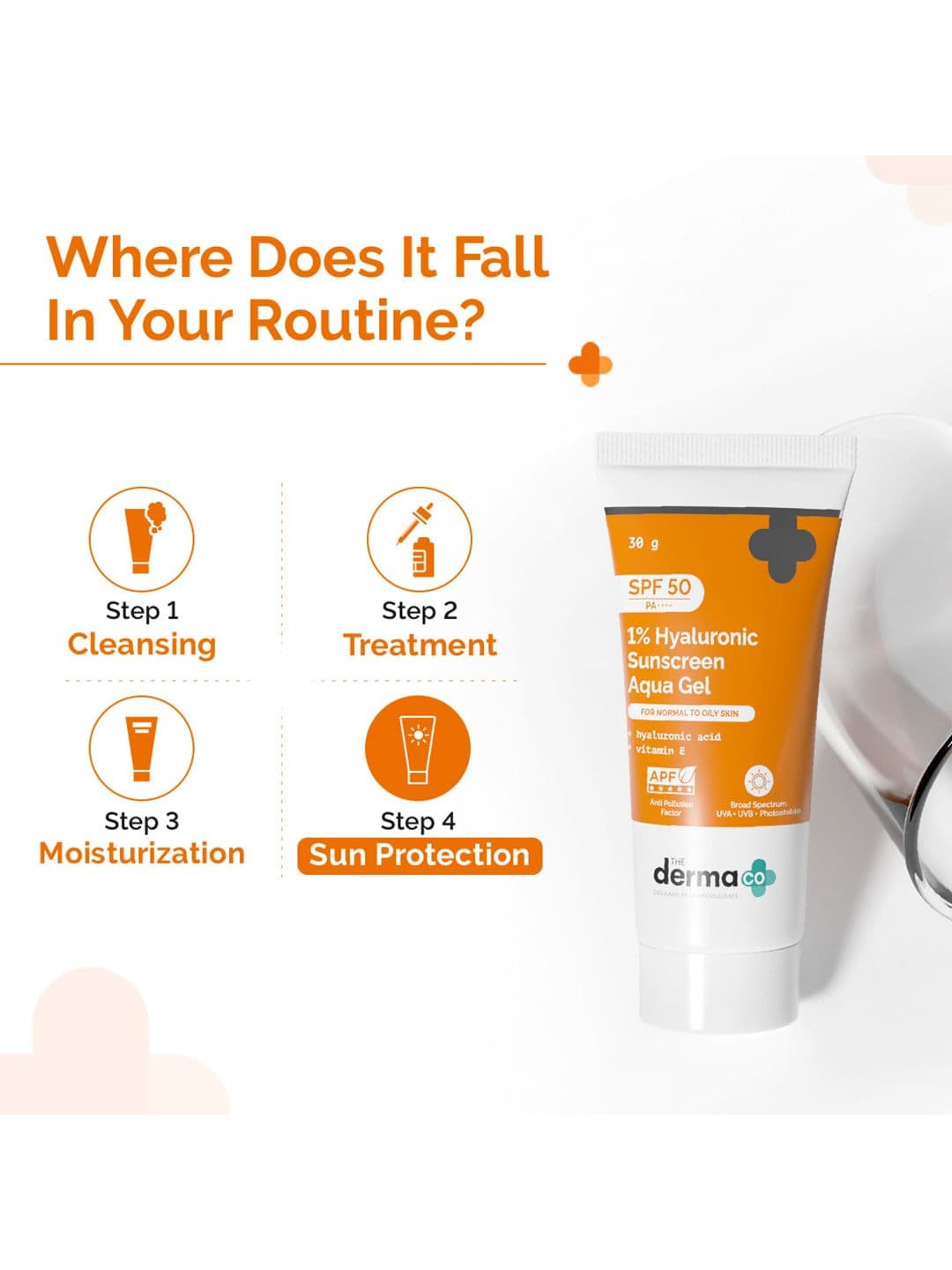 The Derma co. 1% Hyaluronic Sunscreen SPF50 Aqua Gel for Oily, Dry, Acne-Prone Skin - 30g