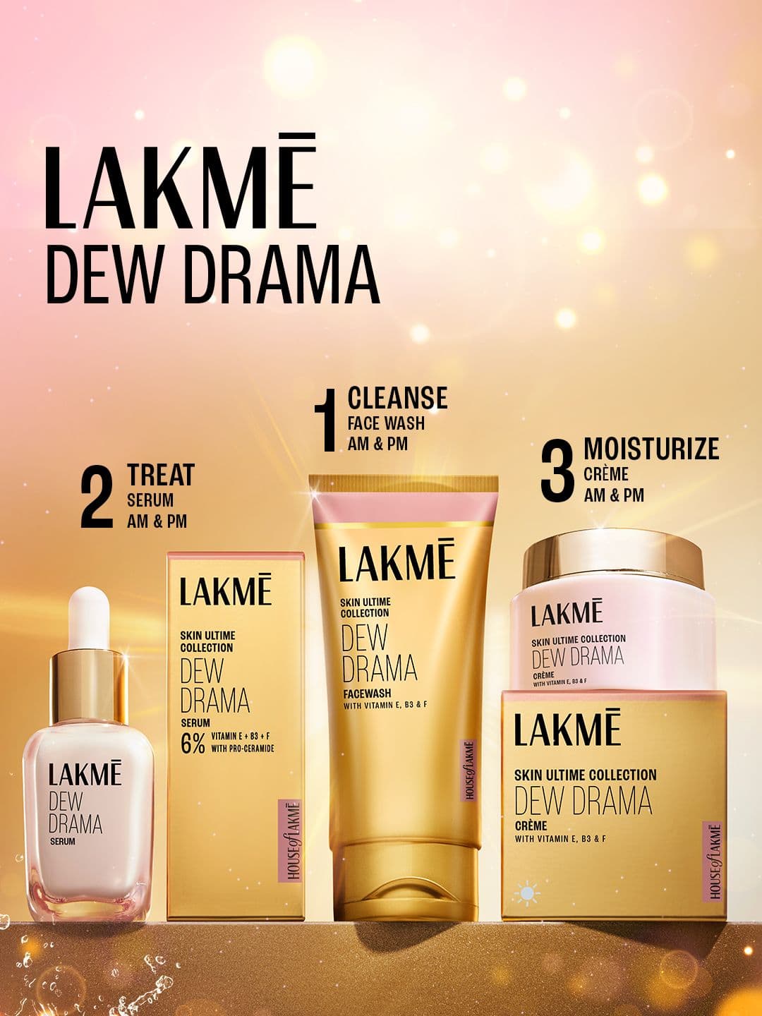 Lakme Dew Drama Gel Creme Pro-Ceramides Vit E + Vit B + Vit F - 50g