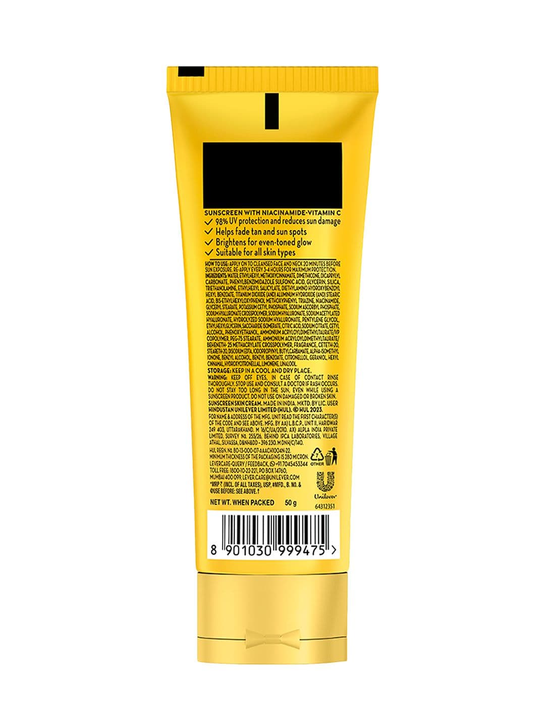 Ponds Sun Miracle SPF 50 PA+++ Creme Gel Sunscreen with Niacinamide - 50 g