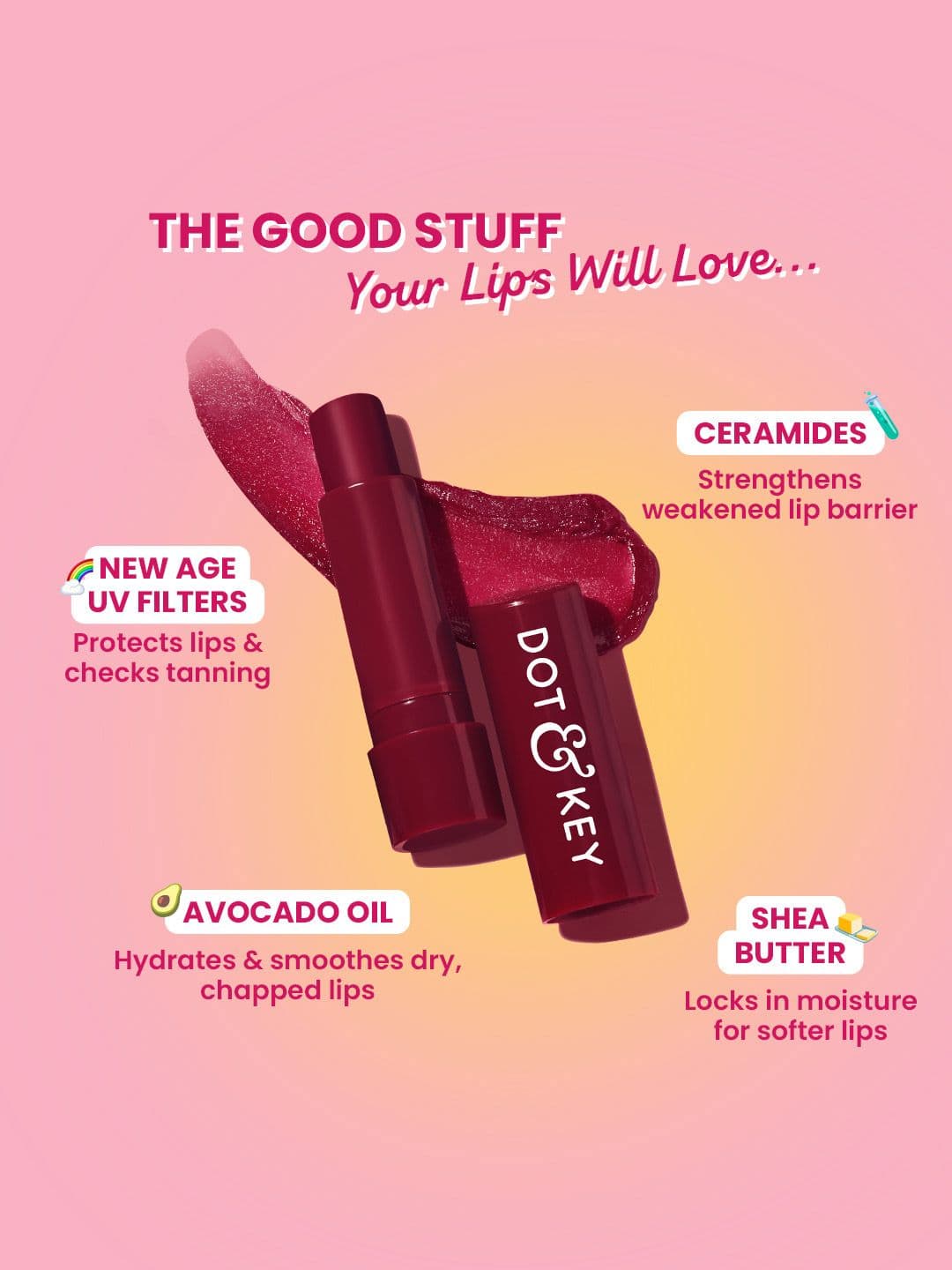 DOT & KEY Barrier Repair Hydrating Lip Balm In-Vivo Tested SPF 50+ PA+++ - Cherry Crimson