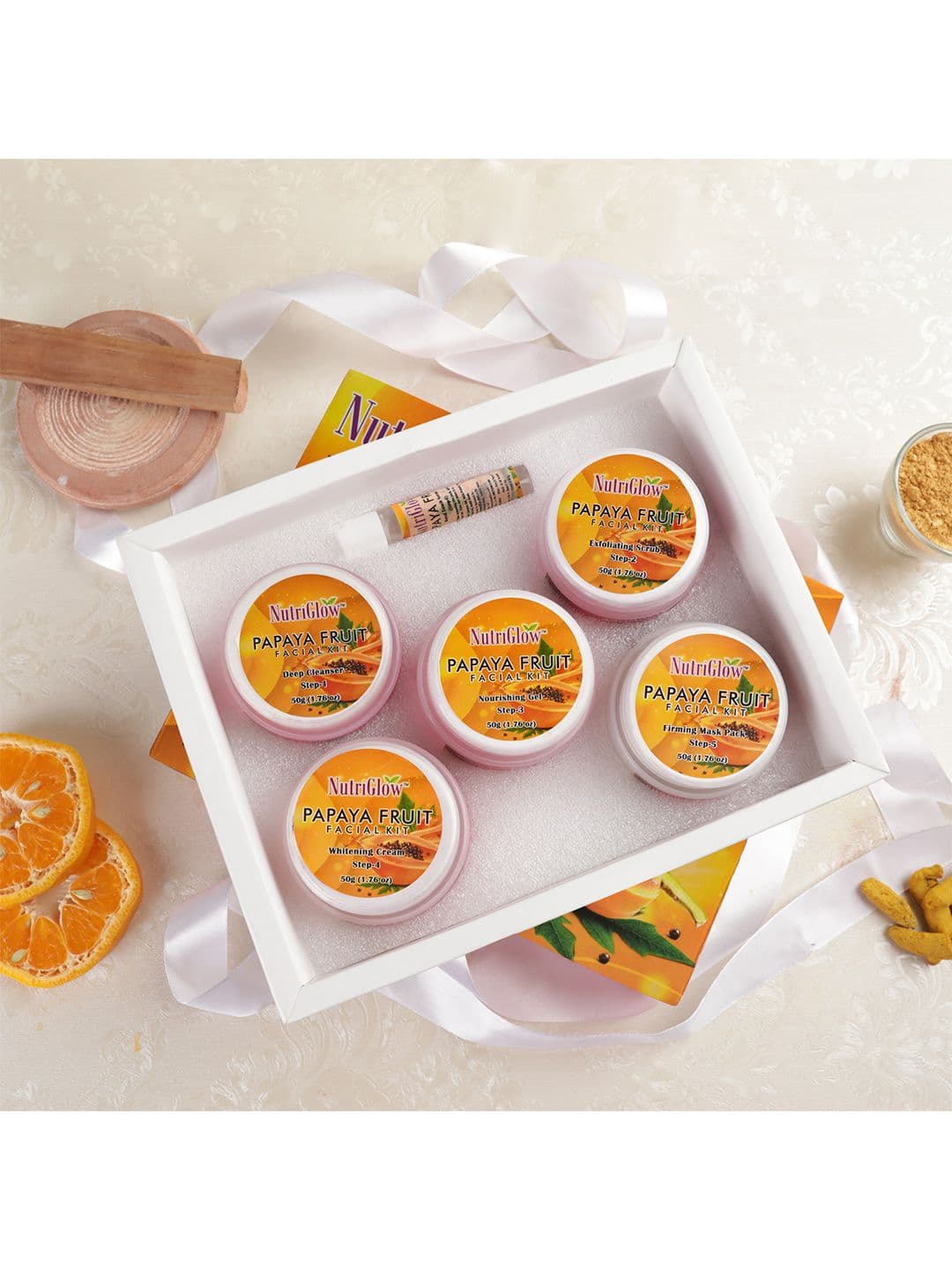 NutriGlow Papaya Fruit Facial Kit -260gm & Bleach Cream- 43gm