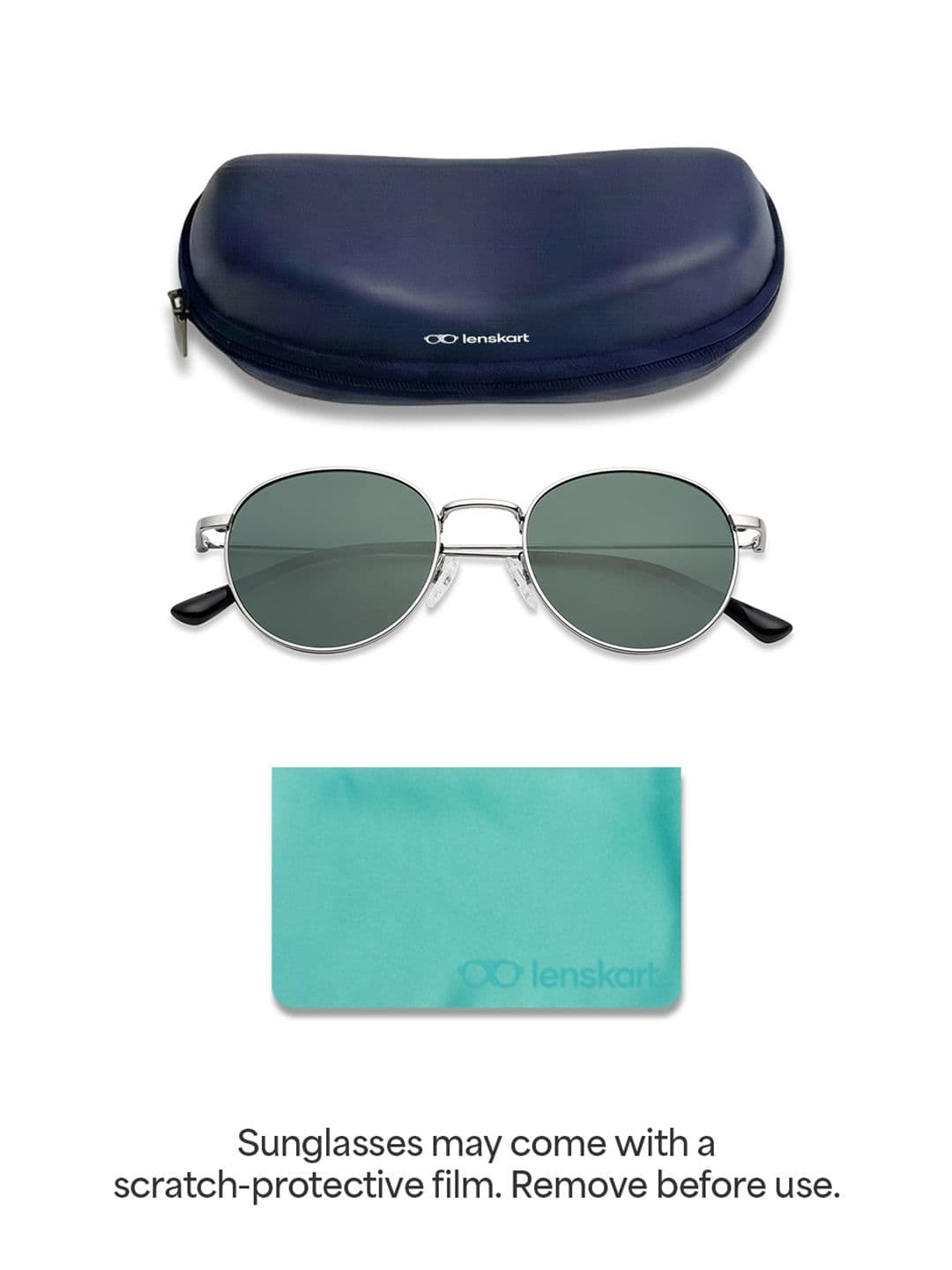Vincent Chase by Lenskart Unisex Green Lens & Silver-Toned Round Sunglasses with Polarised and UV Protected Lens