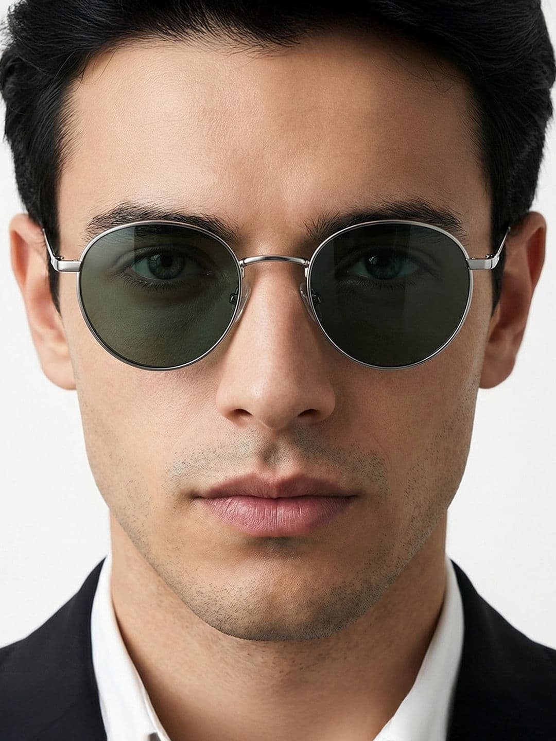 Vincent Chase by Lenskart Unisex Green Lens & Silver-Toned Round Sunglasses with Polarised and UV Protected Lens