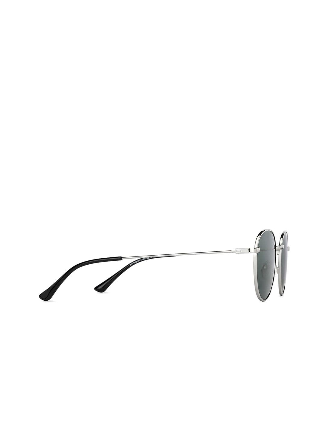 Vincent Chase by Lenskart Unisex Green Lens & Silver-Toned Round Sunglasses with Polarised and UV Protected Lens