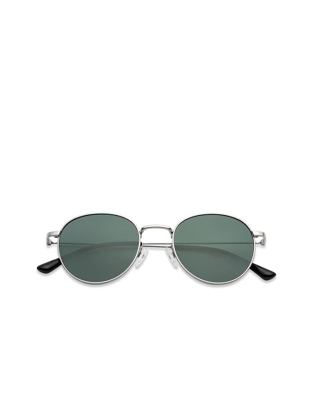 Vincent Chase by Lenskart Unisex Green Lens & Silver-Toned Round Sunglasses with Polarised and UV Protected Lens