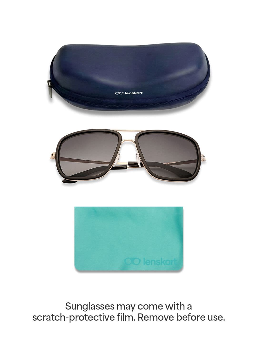 Vincent Chase by Lenskart Unisex Grey Lens Square Sunglasses with Polarised and UV Protected Lens