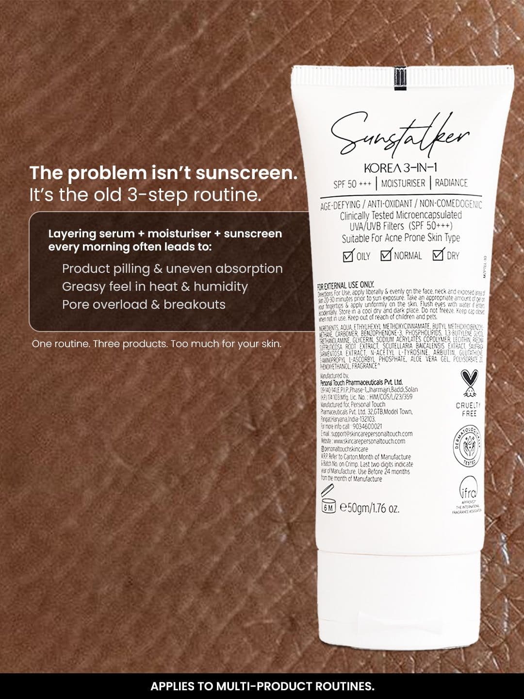 Personal Touch Skincare Sunstalker Korea 3-1 Water Based Sunscreen - 50g