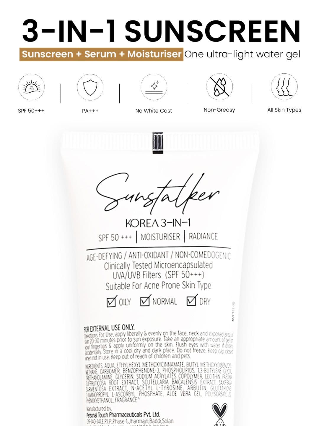 Personal Touch Skincare Sunstalker Korea 3-1 Water Based Sunscreen - 50g