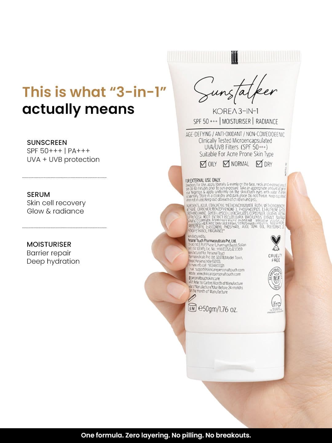 Personal Touch Skincare Sunstalker Korea 3-1 Water Based Sunscreen - 50g