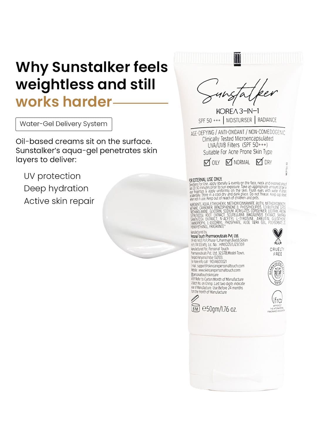 Personal Touch Skincare Sunstalker Korea 3-1 Water Based Sunscreen - 50g