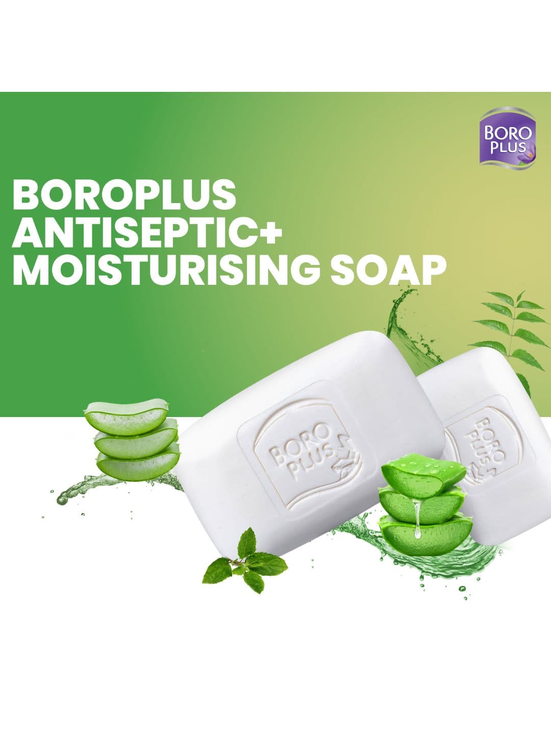 BOROPLUS Set of 6 Antiseptic & Moisturising Soap with Neem Tulsi & Aloe Vera - 125 g Each