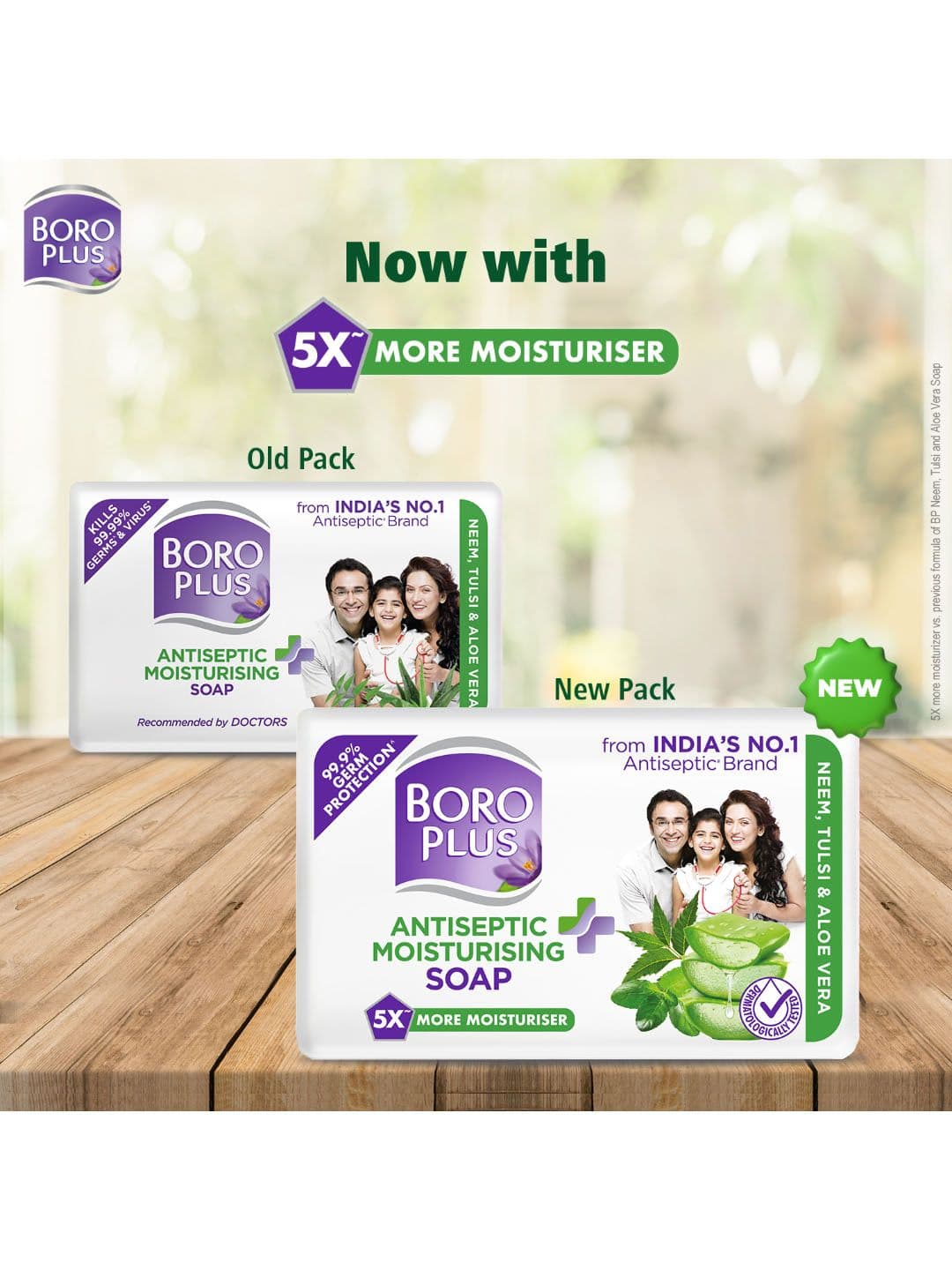 BOROPLUS Set of 6 Antiseptic & Moisturising Soap with Neem Tulsi & Aloe Vera - 125 g Each