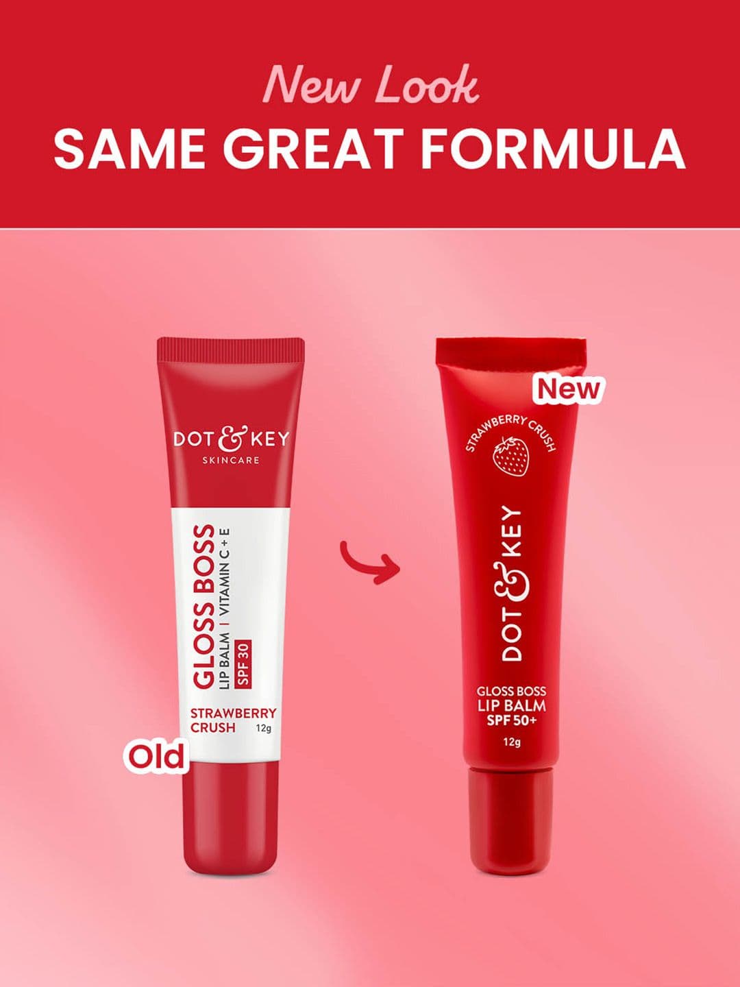 DOT & KEY Gloss Boss Lip Balm In-Vivo Tested SPF 50+ PA+++, Strawberry Crush