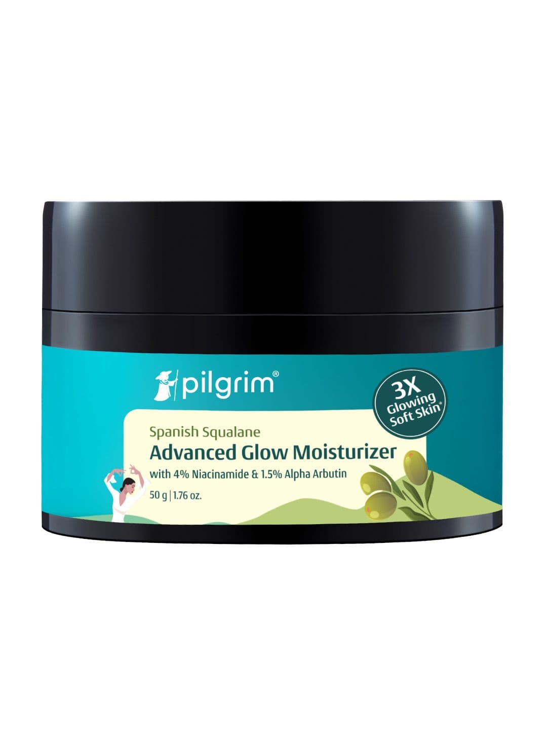 Pilgrim Squalane Glow Moisturizer with Vitamin C & Niacinamide For Bright,Even-Toned Skin