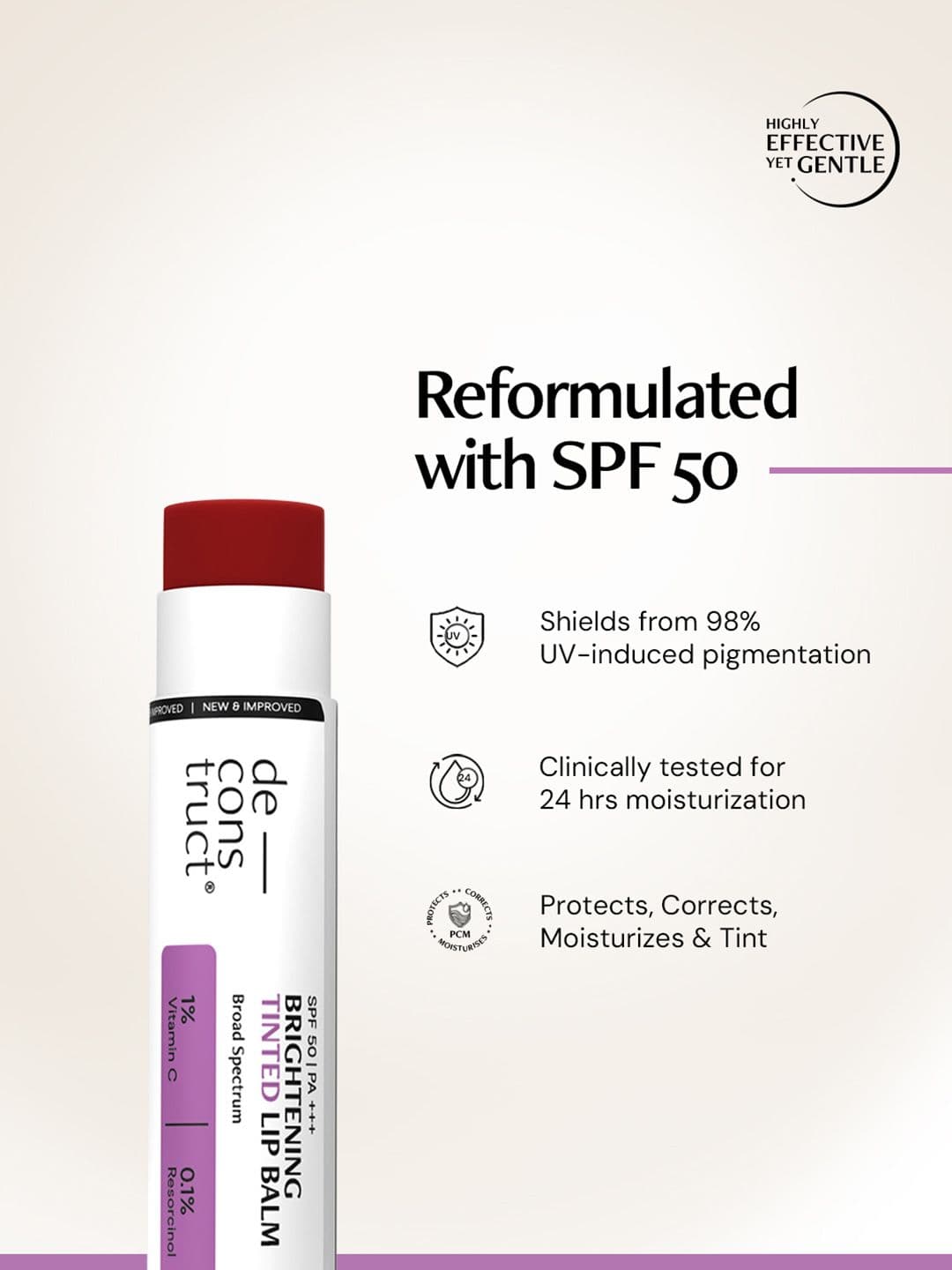 Deconstruct Brightening Tinted Lip Balm SPF 50 Moisturizes & Brightens -4g