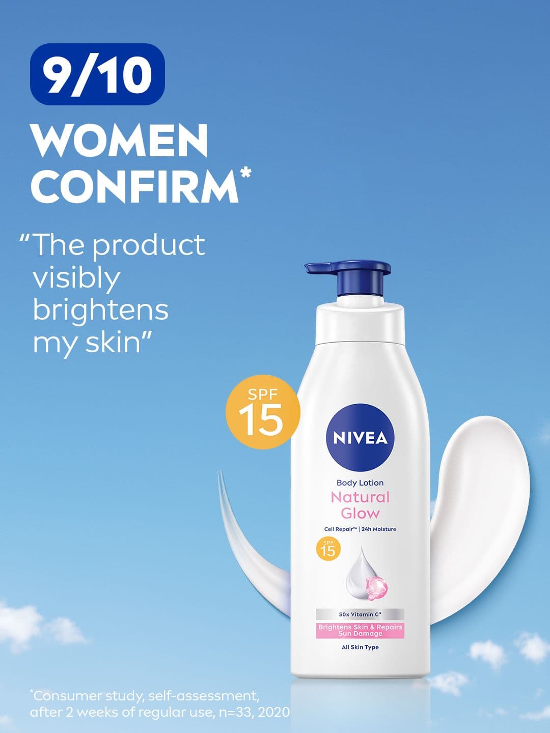 Nivea Natural Glow SPF15 Body Lotion with UVA UVB Filters & 24Hr Moisturization - 400 ml