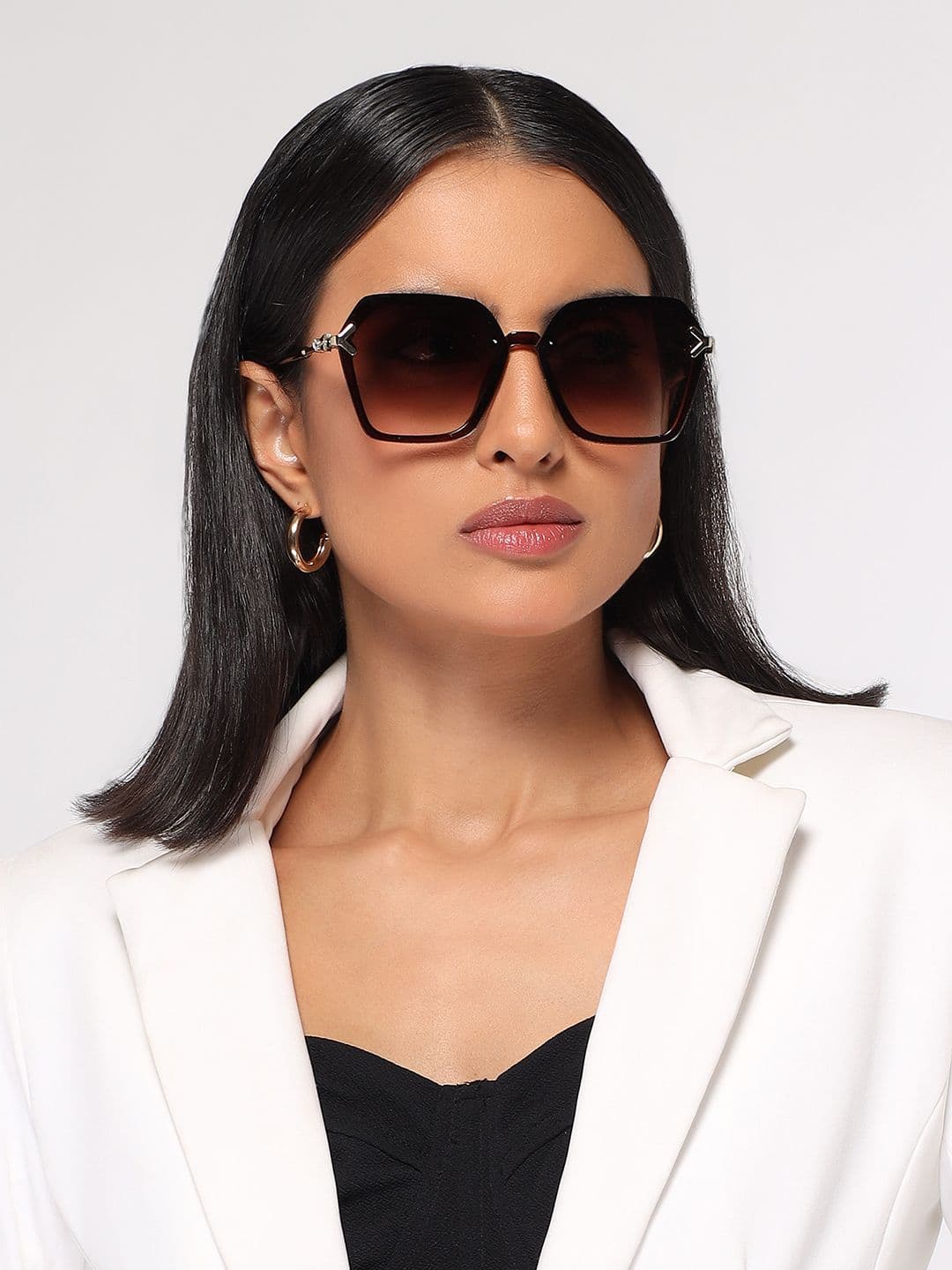 HASHTAG EYEWEAR Women Hexagonal Oversized Sunglasses With UV Protected Lens G-15062-brown