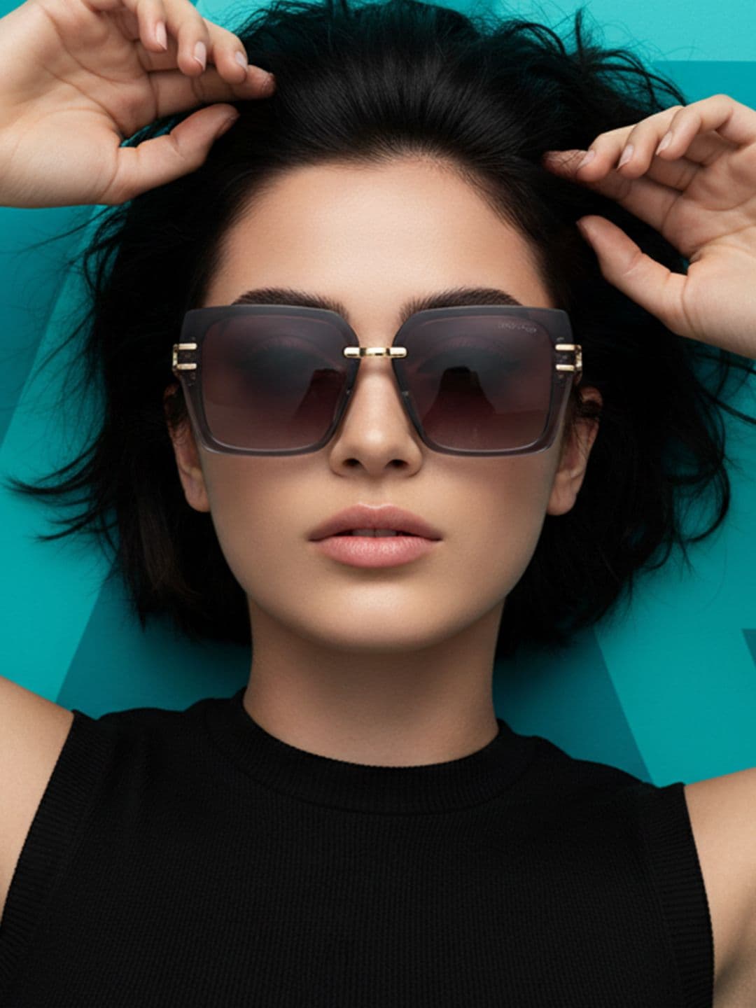 HASHTAG EYEWEAR Women Oversized Sunglasses with UV Protected Lens G-15065-black