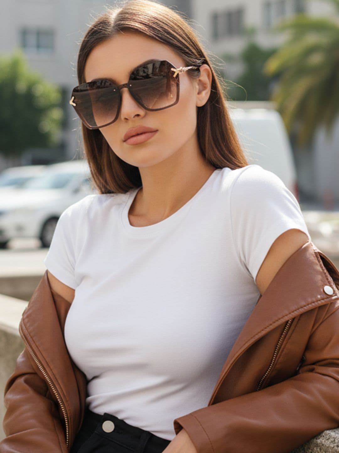 HASHTAG EYEWEAR Women Hexagonal Oversized Sunglasses With UV Protected Lens G-15062-brown