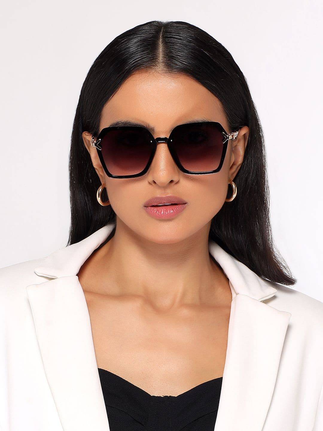 HASHTAG EYEWEAR Women Hexagonal Oversized Sunglasses With UV Protected Lens G-15062-purple