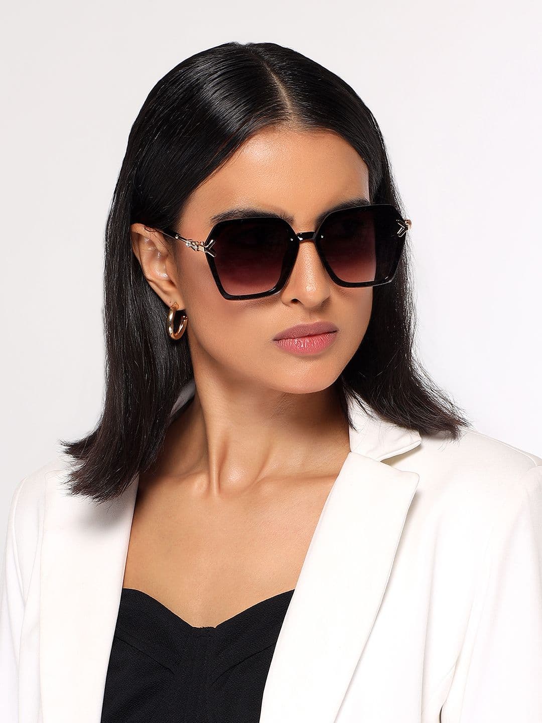 HASHTAG EYEWEAR Women Hexagonal Oversized Sunglasses With UV Protected Lens G-15062-purple