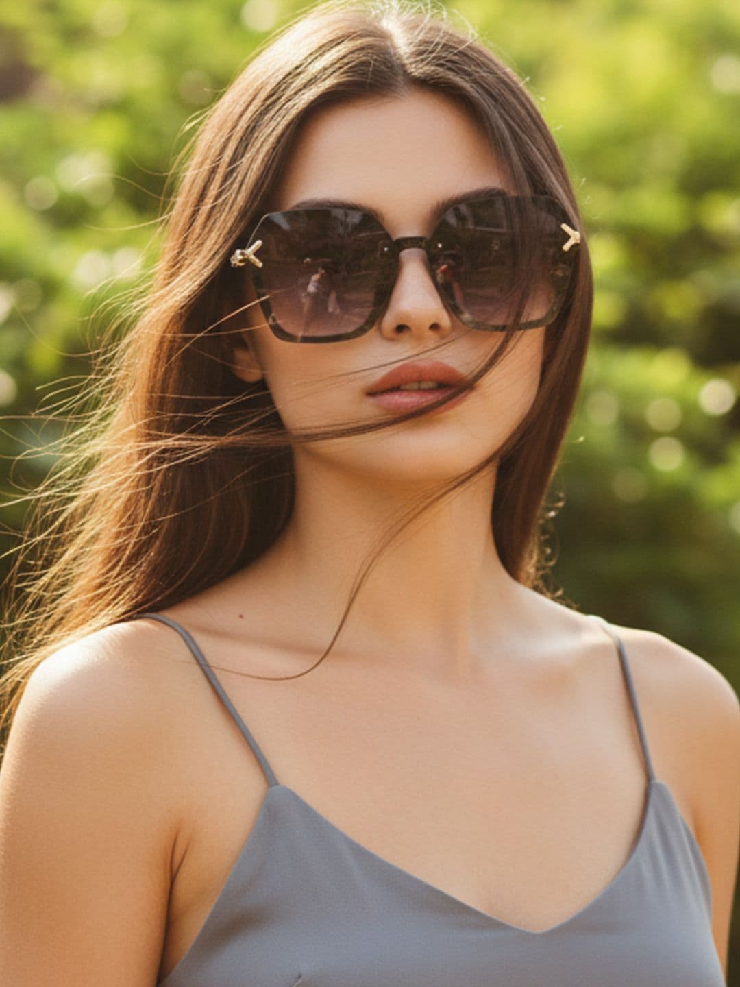 HASHTAG EYEWEAR Women Hexagonal Oversized Sunglasses With UV Protected Lens G-15062-purple