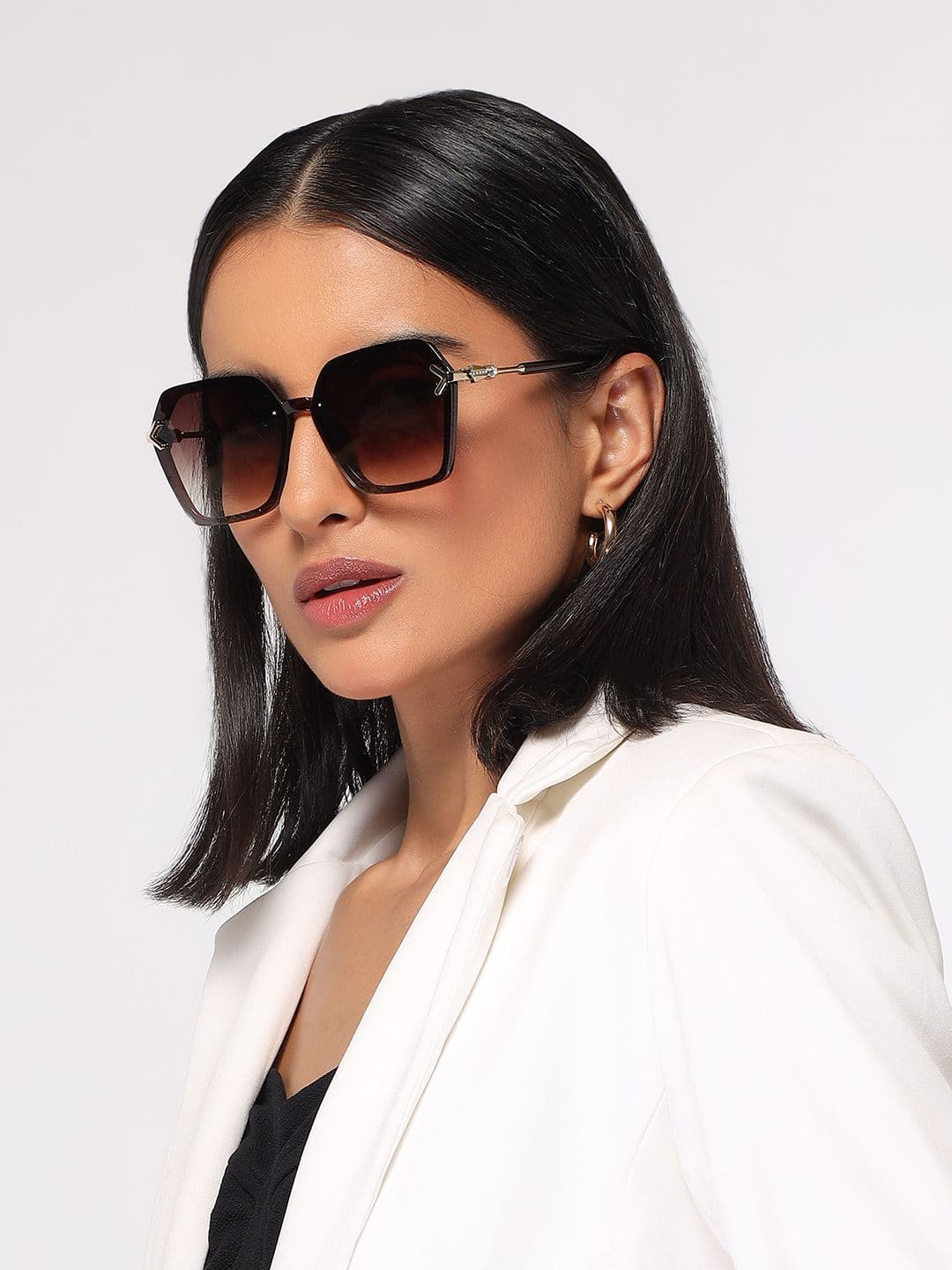 HASHTAG EYEWEAR Women Hexagonal Oversized Sunglasses With UV Protected Lens G-15062-brown