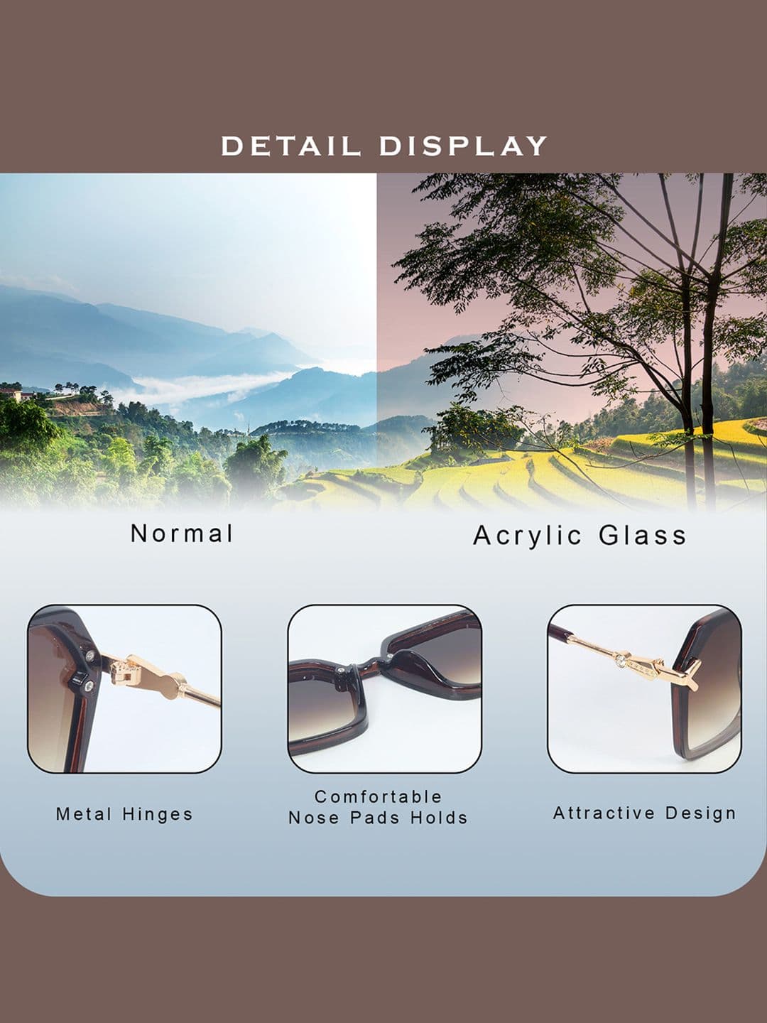 HASHTAG EYEWEAR Women Hexagonal Oversized Sunglasses With UV Protected Lens G-15062-brown