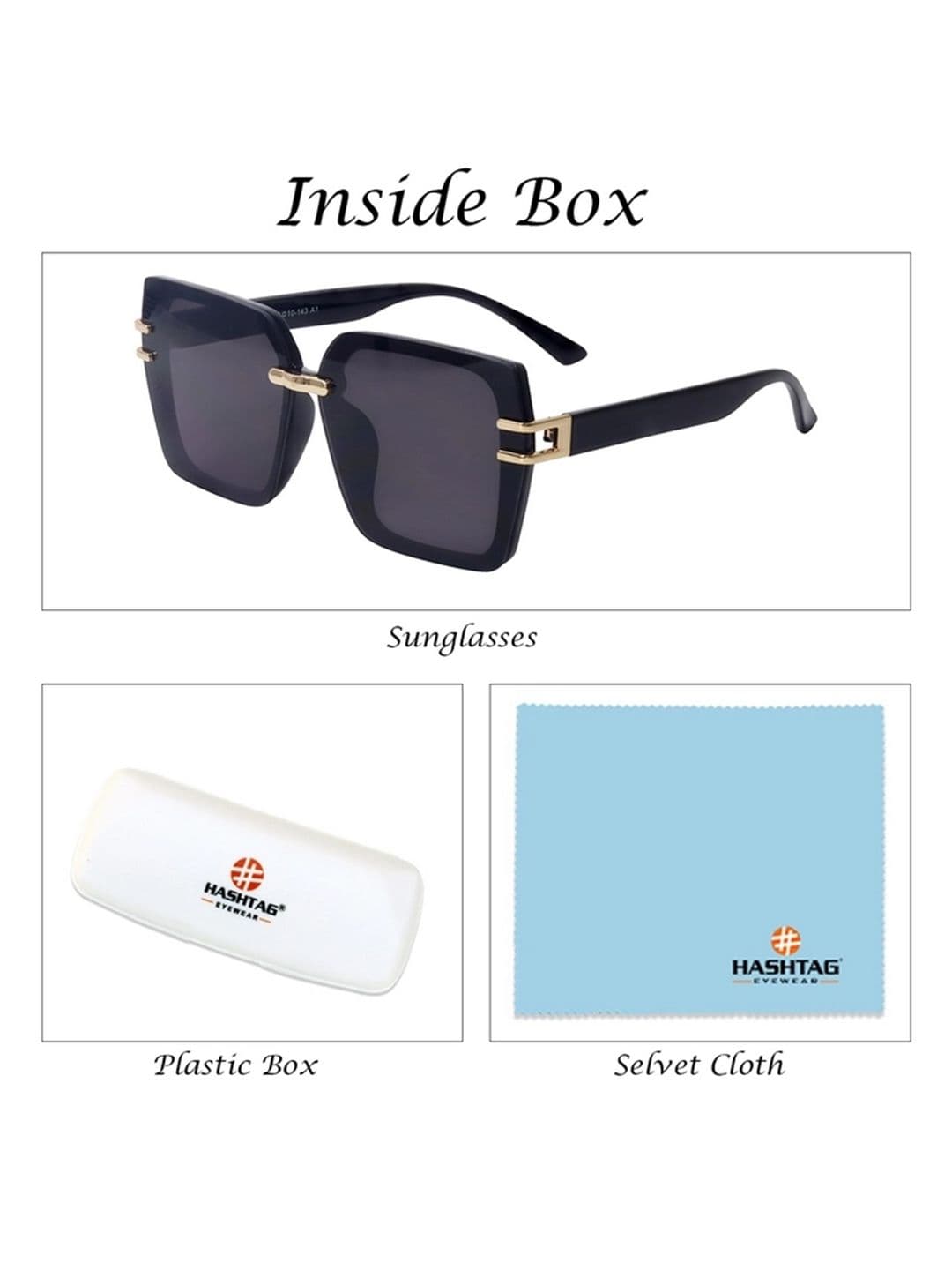 HASHTAG EYEWEAR Women Oversized Sunglasses with UV Protected Lens G-15065-black