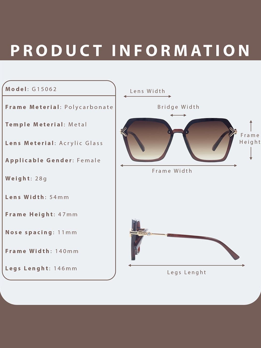 HASHTAG EYEWEAR Women Hexagonal Oversized Sunglasses With UV Protected Lens G-15062-brown