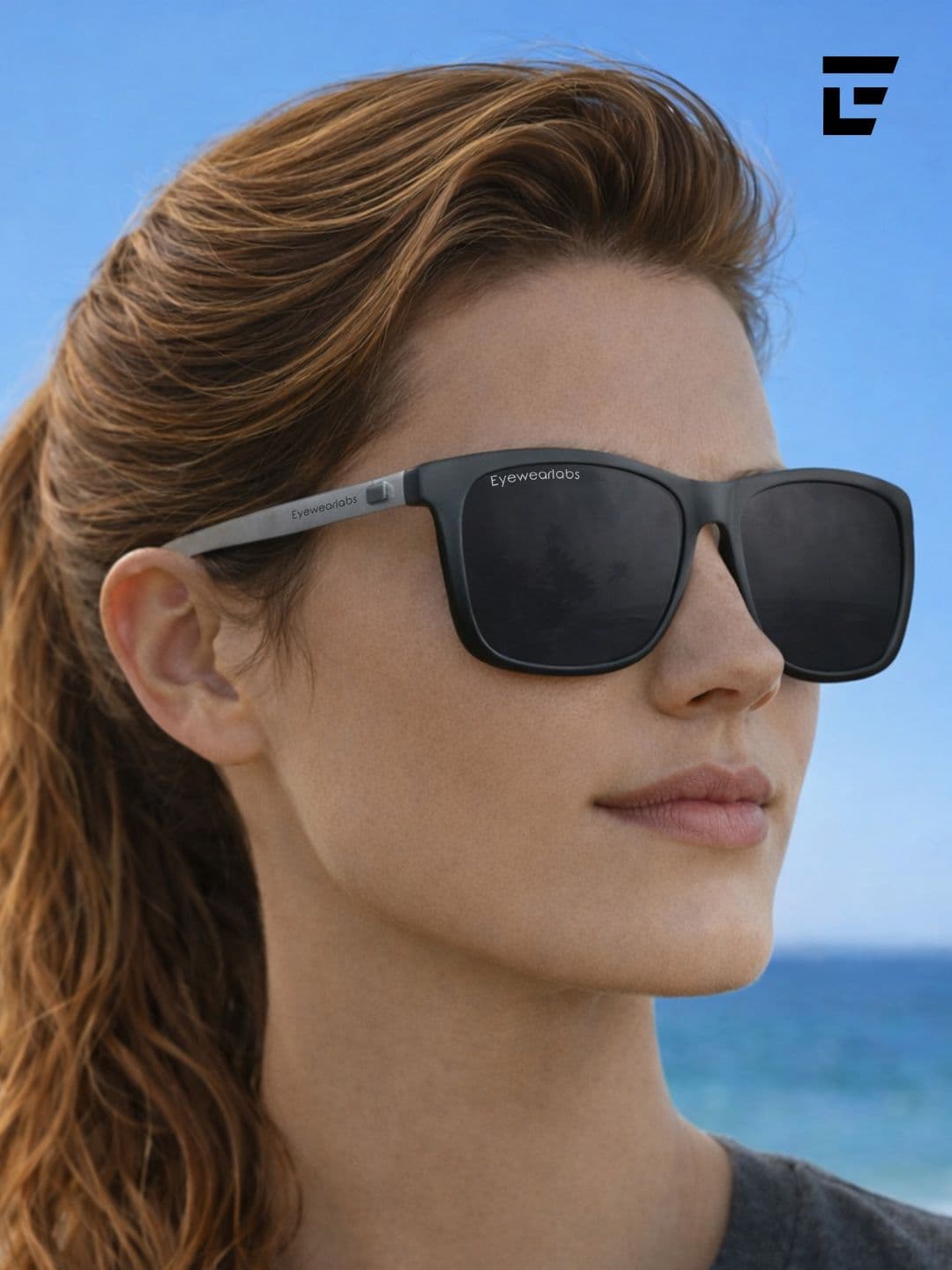 Eyewearlabs Polarised and UV Protected Lens Unisex Black Medium Rectangle Sunglasses