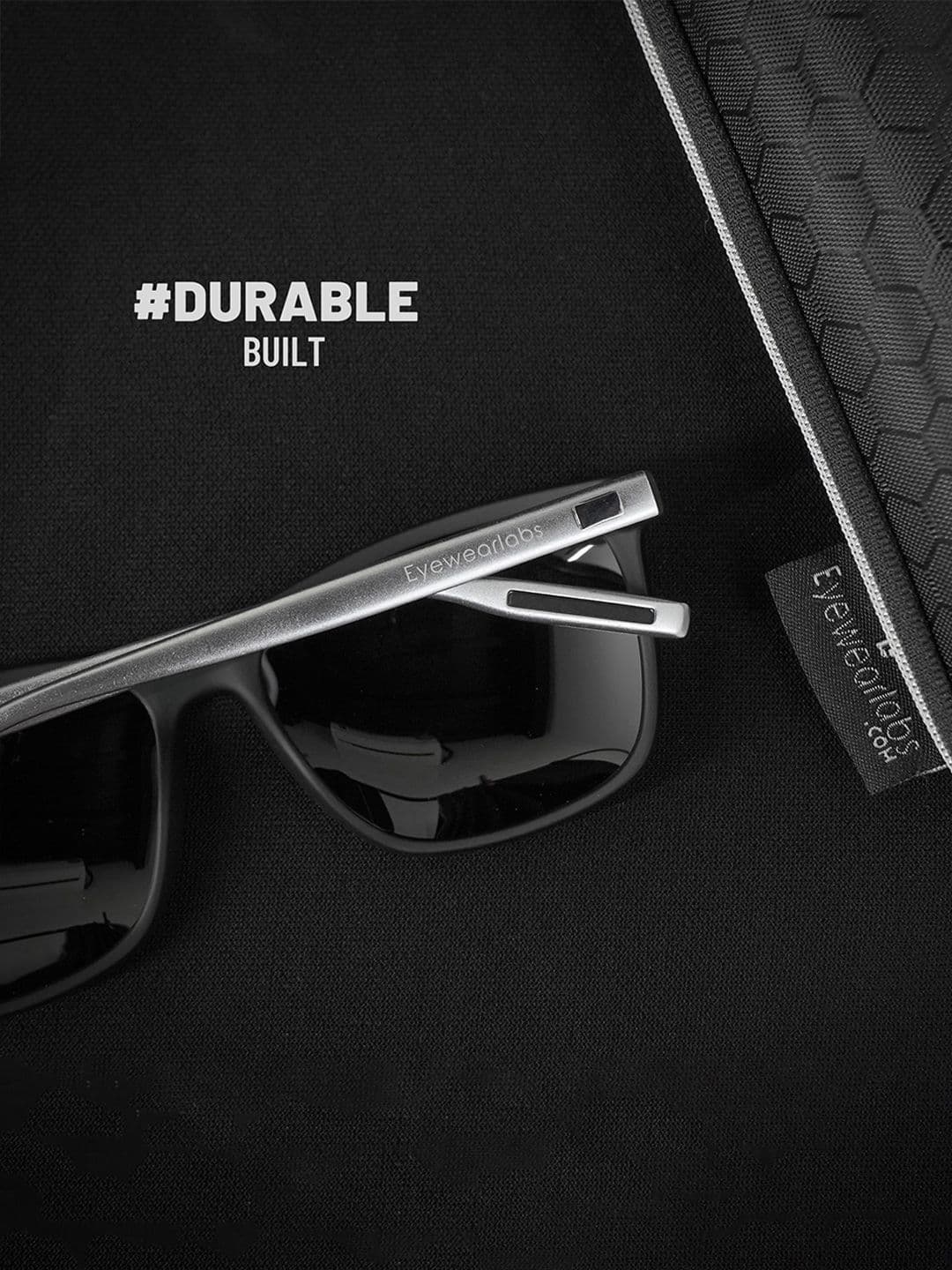 Eyewearlabs Polarised and UV Protected Lens Unisex Black Medium Rectangle Sunglasses