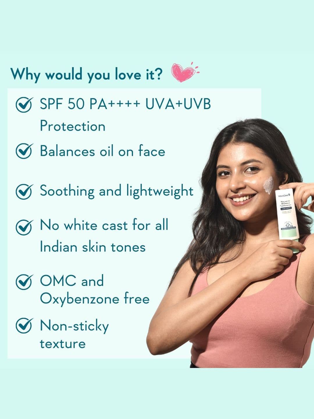 WishCare Niacinamide Oil Balance Fluid Sunscreen SPF 50 PA++++ In-Vivo Tested 50ml