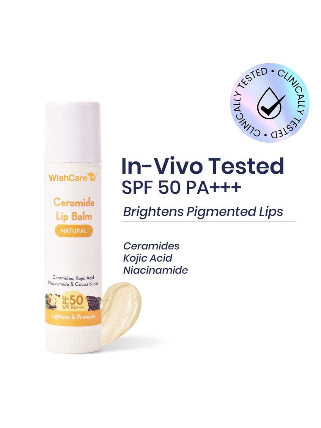 WishCare Unisex Ceramide Lip Balm with SPF50 PA+++ For Lip lightening - 5g