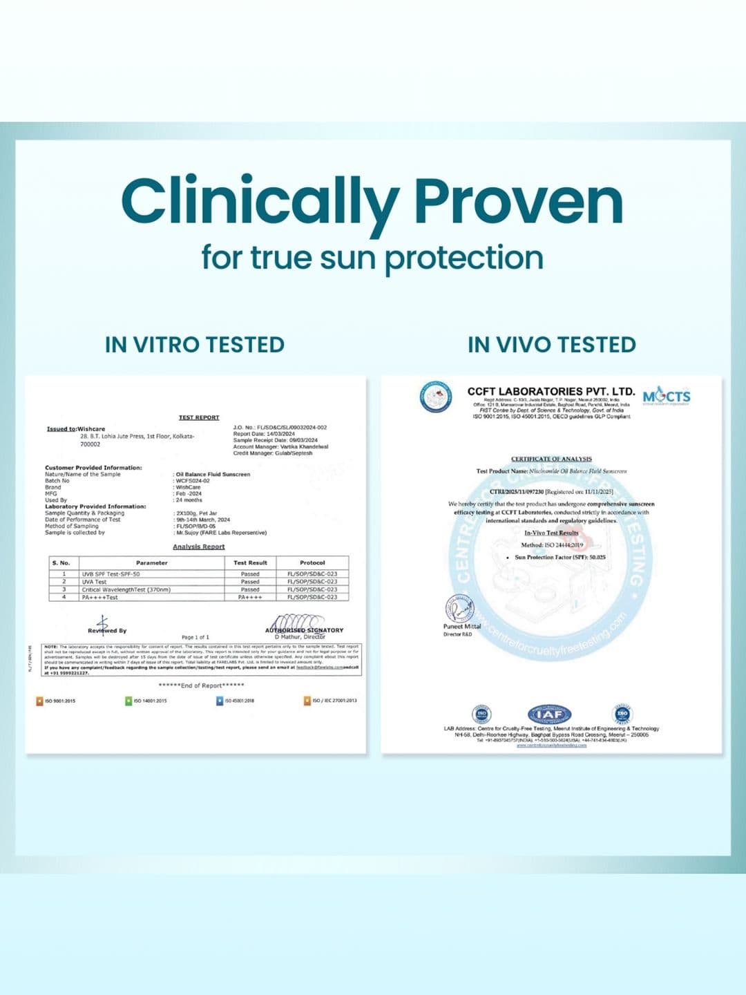 WishCare Niacinamide Oil Balance Fluid Sunscreen SPF 50 PA++++ In-Vivo Tested 50ml
