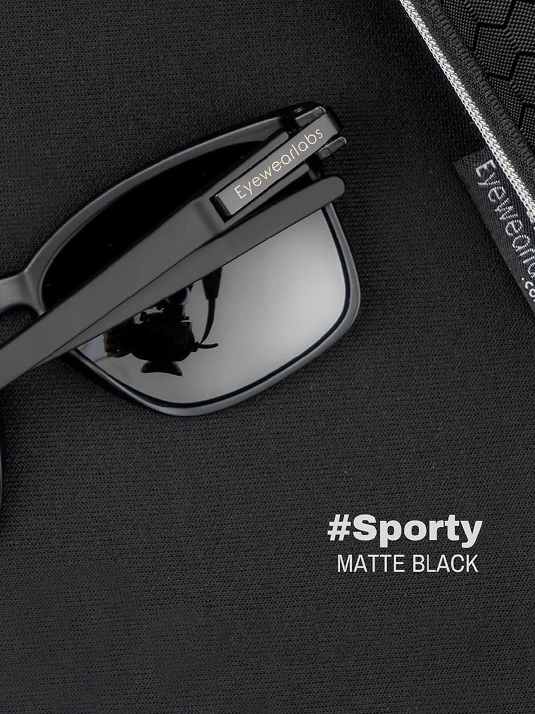 Eyewearlabs Polarised and UV Protected Lens Unisex Black Square Sunglasses