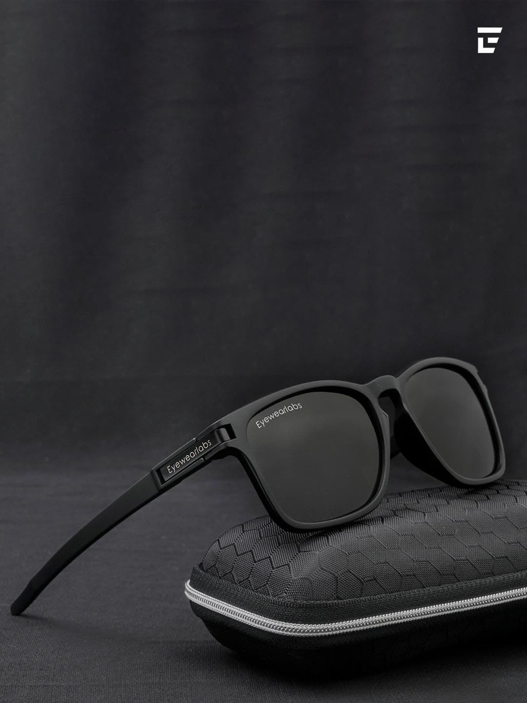Eyewearlabs Polarised and UV Protected Lens Unisex Black Square Sunglasses