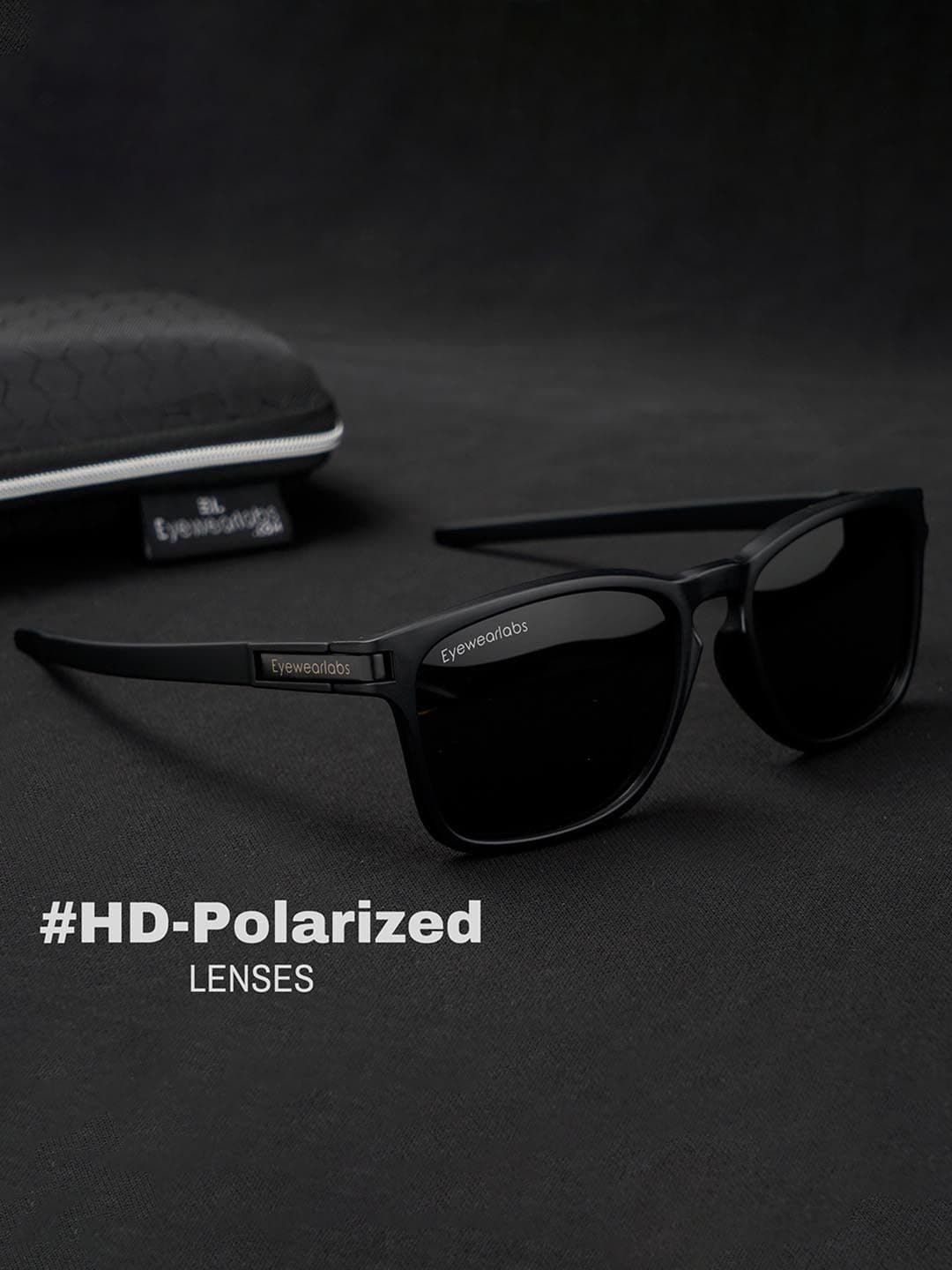 Eyewearlabs Polarised and UV Protected Lens Unisex Black Square Sunglasses