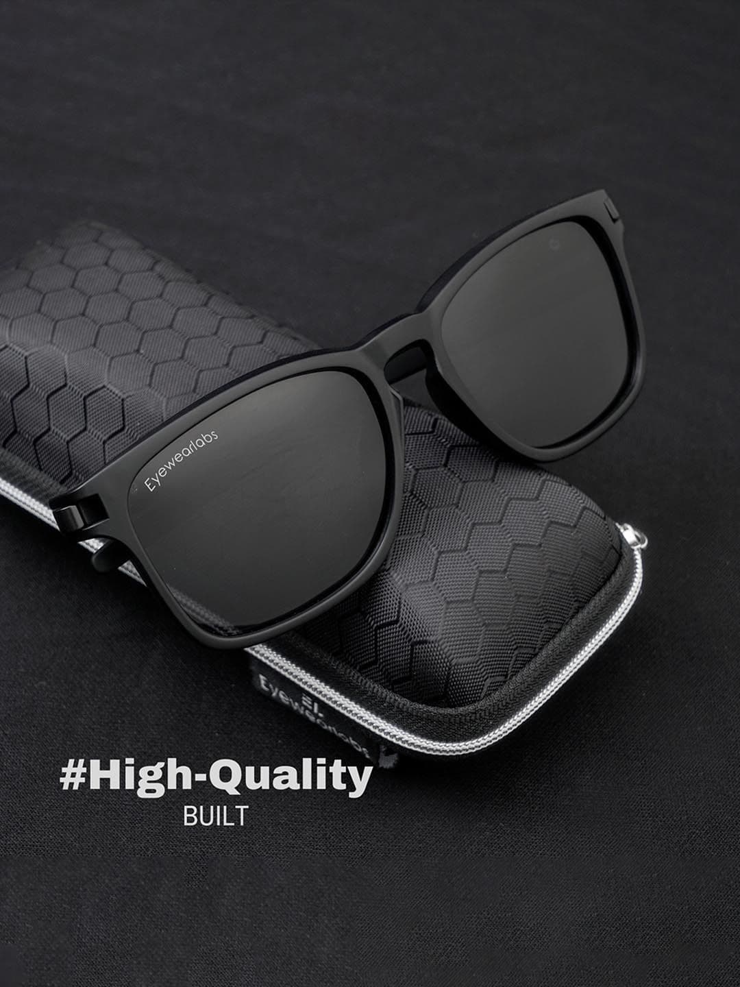 Eyewearlabs Polarised and UV Protected Lens Unisex Black Square Sunglasses