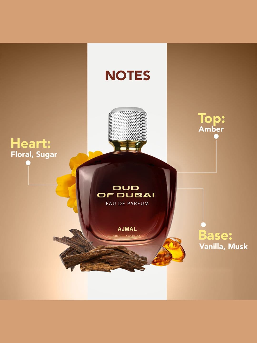 Ajmal Oud of Dubai Amber Woody Unisex Oriental Scent Long Lasting EDP Perfume - 100ml