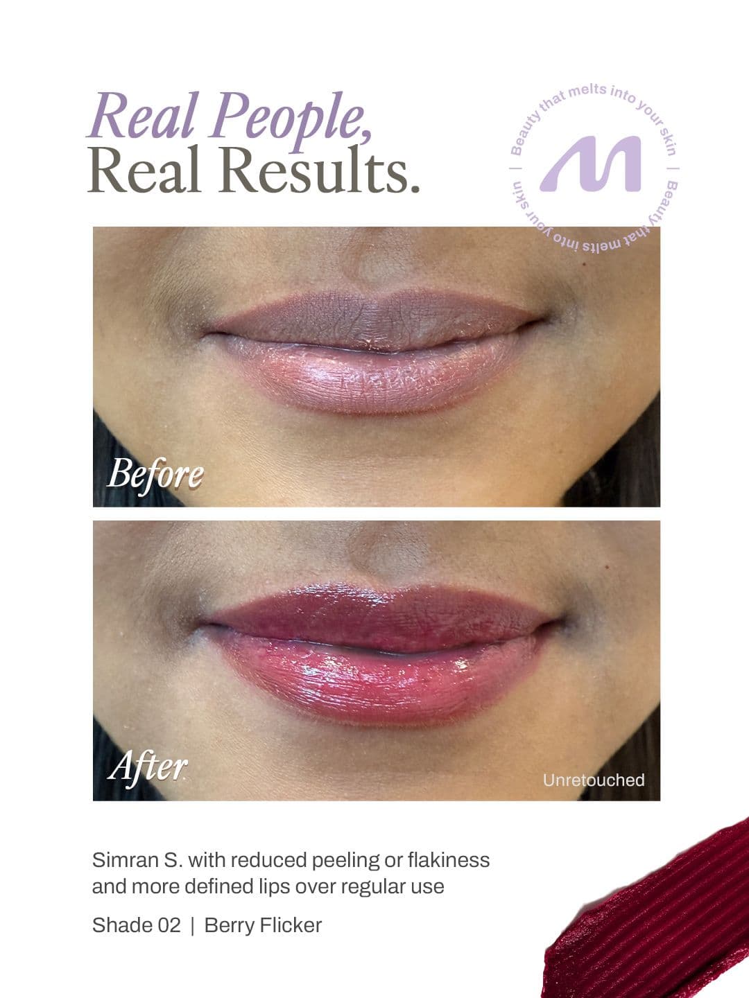 Molten Beauty Buff Glow Lip Balm SPF 50 PA+++ With AHA- 4.2 g- Berry Flicker 02