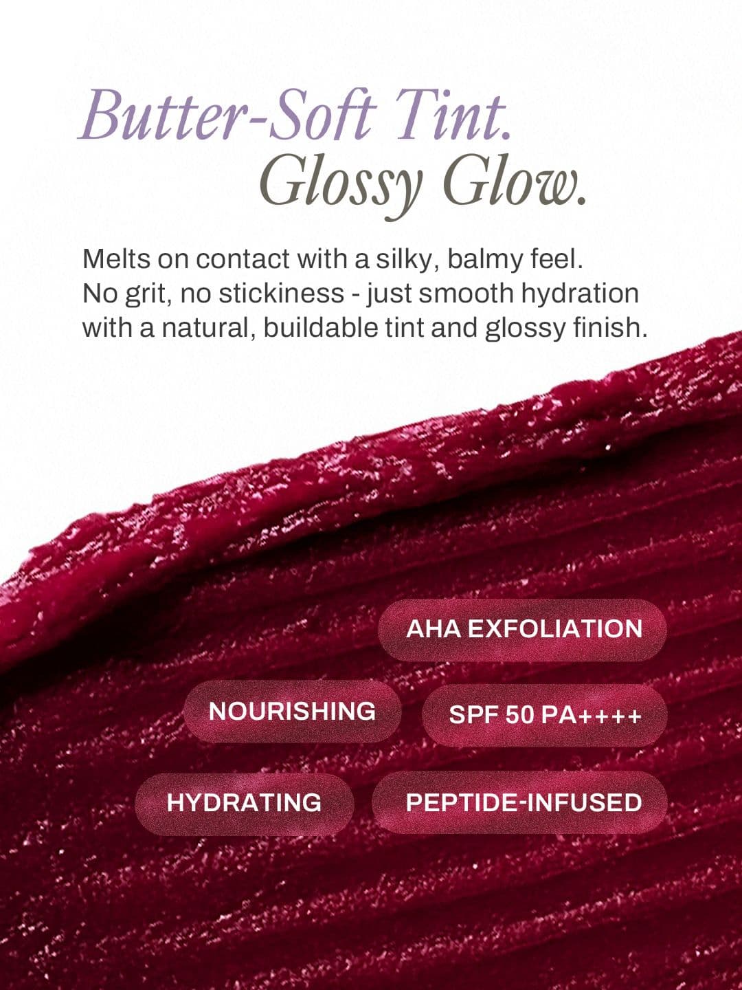 Molten Beauty Buff Glow Lip Balm SPF 50 PA+++ With AHA- 4.2 g- Berry Flicker 02